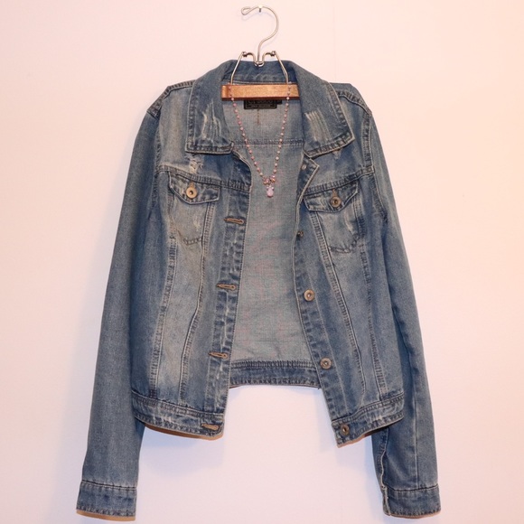 Ci Sono Jackets & Blazers - Distressed Light Denim Jean Jacket Ci Sono Jackets & Blazers - Distressed Light Denim Jean Jacket